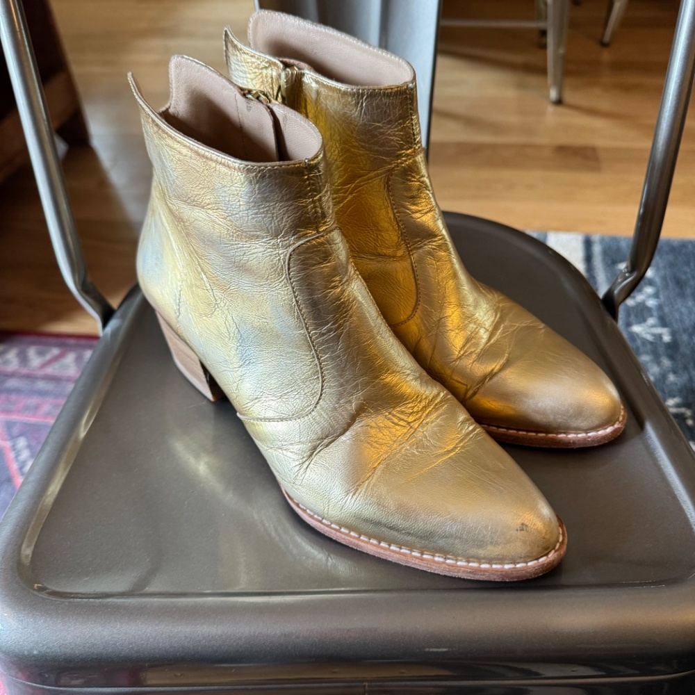 Esquivel Gold Metallic Ankle Boots - Size 9 - Picture 6 of 9